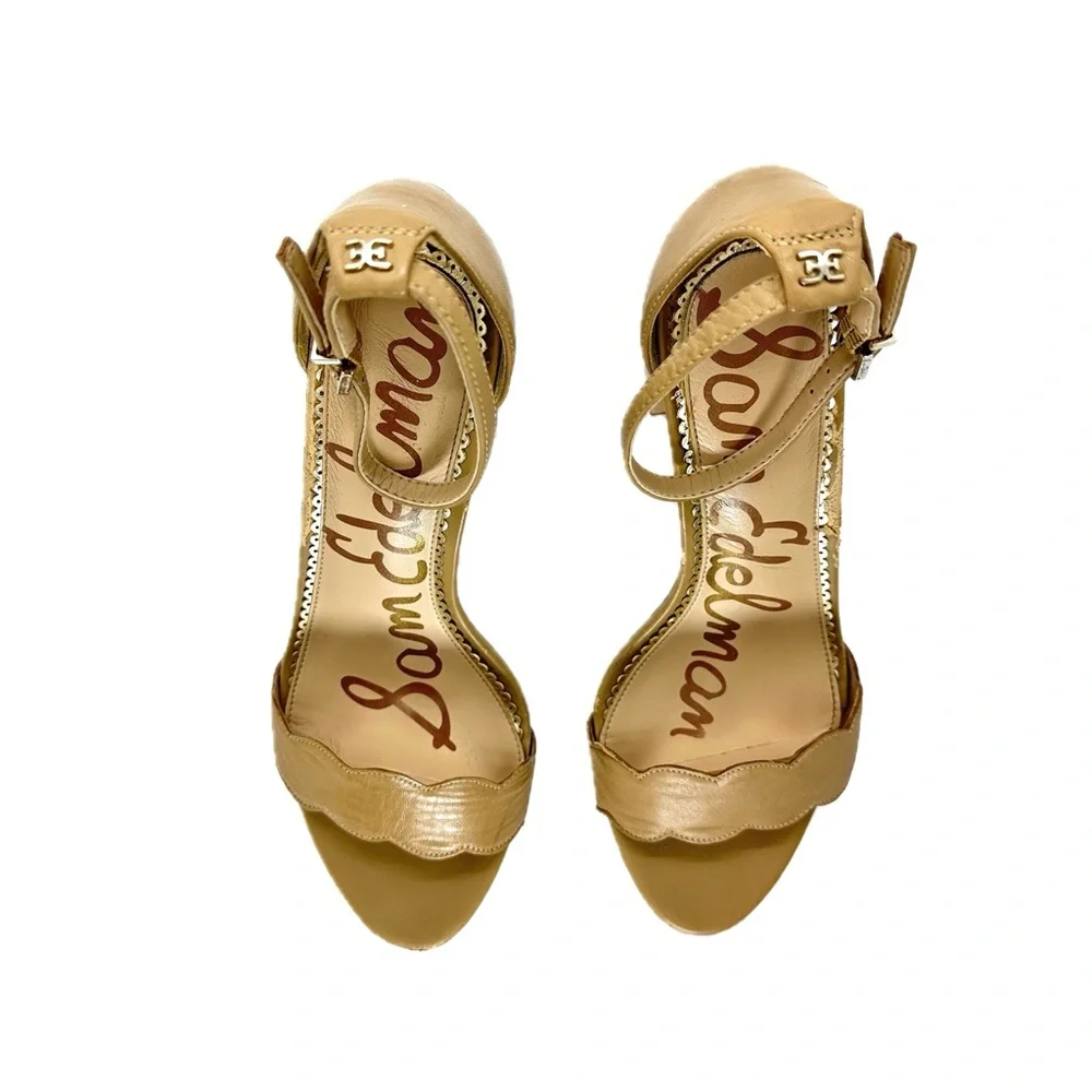 Sam Edelman Odila Tan Leather Sandals Strappy Ankle Strap Block Heels Size 8.5M - Picture 3 of 16